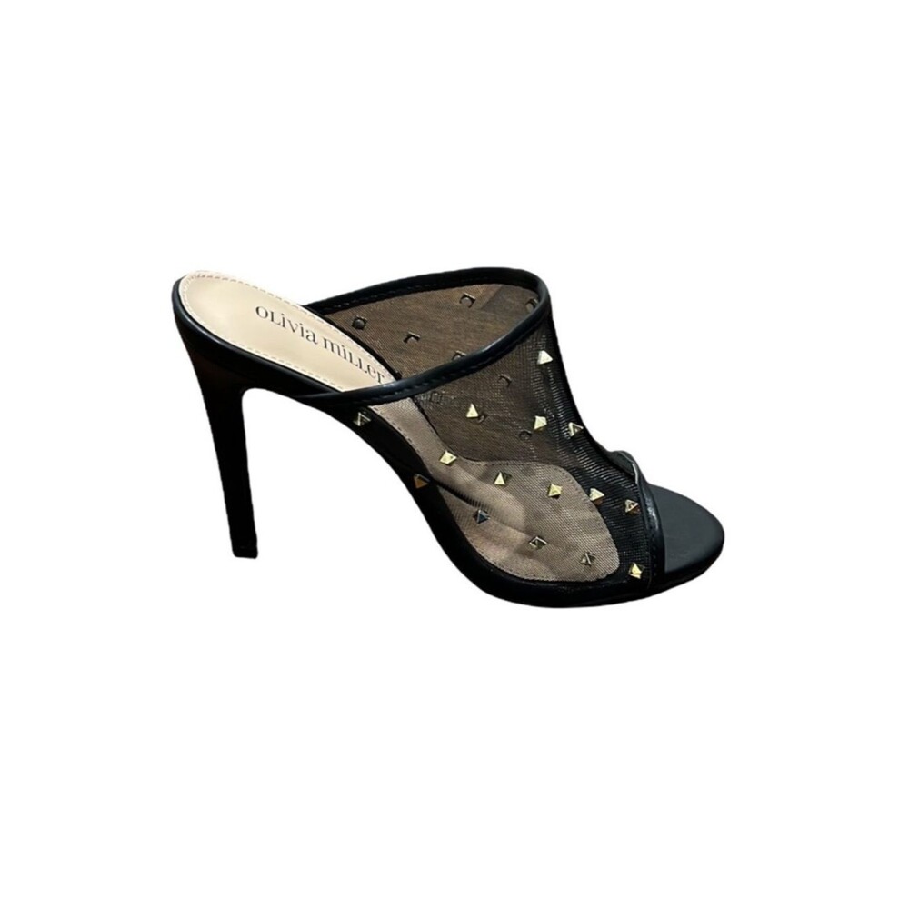 Olivia Miller Women's Noelle Mesh Studs Heel Mules Size 7